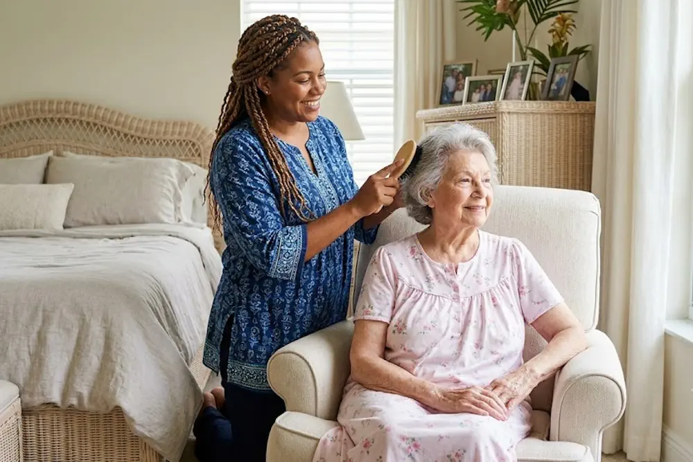 Senior Hygiene Care Services: What Families Should Know Caregiver providing senior hygiene care services in a comfortable home setting
