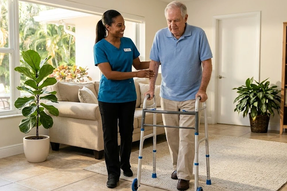Post Surgical Recovery Care: A Practical Guide for Families Caregiver supporting senior during surgical recovery care Miami home visit